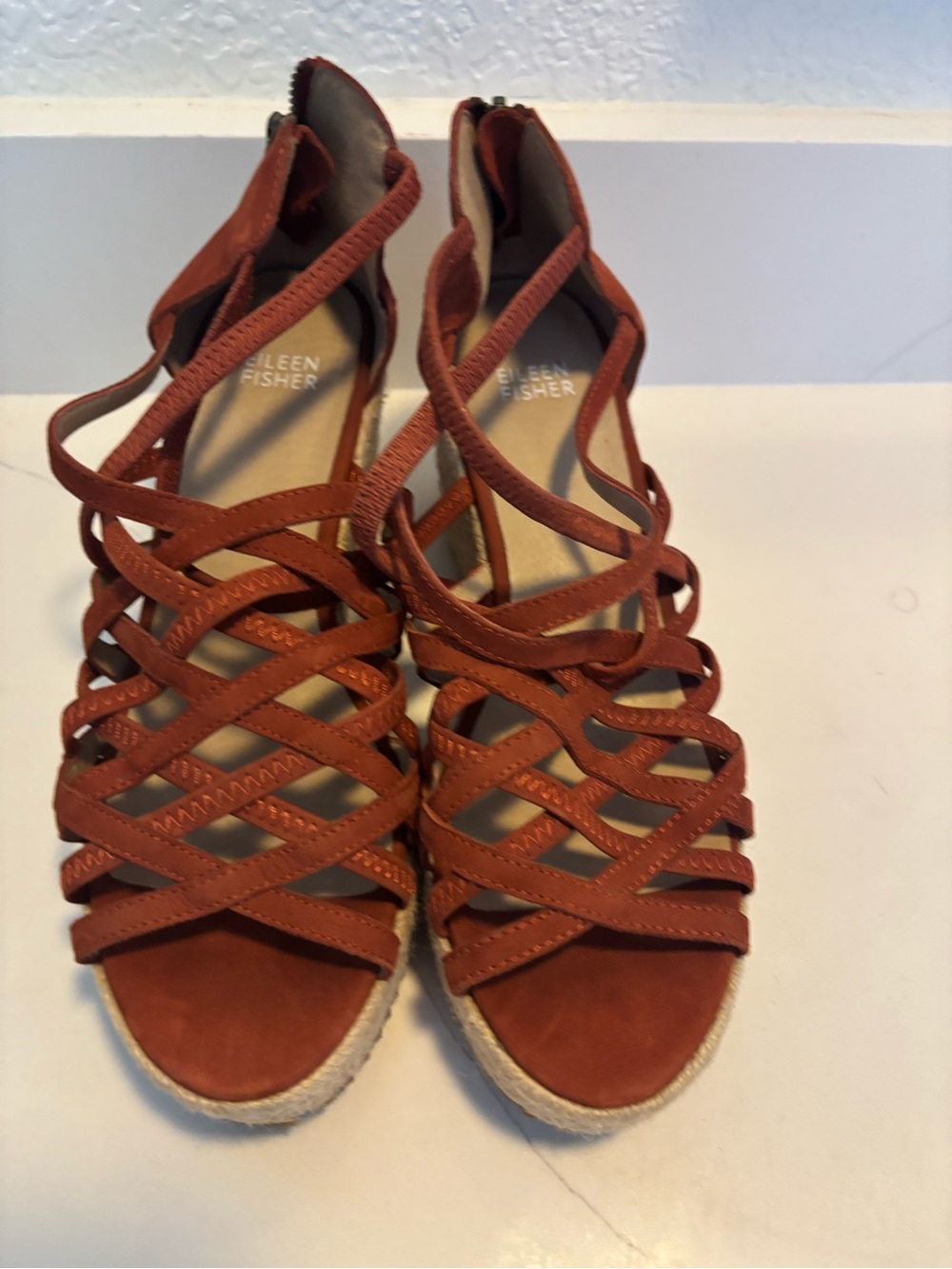 Eileen Fisher Rust Strappy Espadrille Sandals
